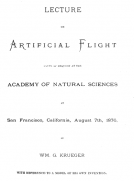 Lecture on Artificial Flight
Given by request at the Academy of Natural Sciences