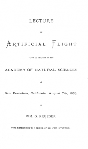 Lecture on Artificial Flight
Given by request at the Academy of Natural Sciences