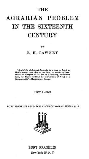 The Agrarian Problem in the Sixteenth Century