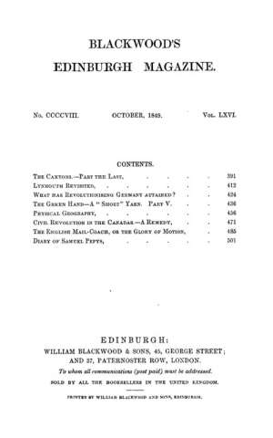 Blackwood's Edinburgh Magazine, Volume 66, No. 408, January 1849