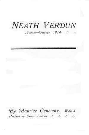 'Neath Verdun, August-October, 1914