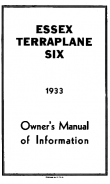 Essex Terraplane Six 1933 Owner's Manual of Information Essex Terraplane Six 1933 Owner's Manual of Information