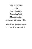 Vital Records of the Town of Auburn, (Formerly Ward), Massachusetts, To the end of the year 1850
With the Inscriptions from the Old Burial Grounds Vital Records of the Town of Auburn, (Formerly Ward), Massachusetts, To the end of the year 1850
With the Inscriptions from the Old Burial Grounds